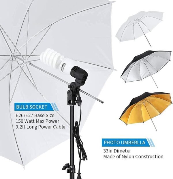 Bonnlo Photography Video Lighting Kit, 2M x 3M Background Stand Backdrop Support System, Softbox Continuous Lighting Kit for Photo Studio Product, Portrait and Video Shooting