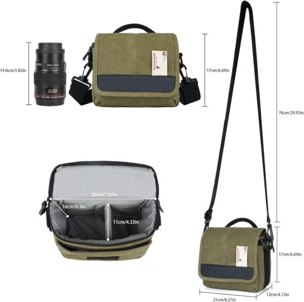 Besnfoto Camera Bag Small Mirrorless Camera Shoulder Bag Purse Waterproof Canvas Cute DSLR SLR Messenger Bag Case for Women and Men