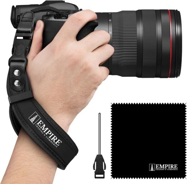 Empire Universal Camera Wrist Strap, Quick Release Camera Hand Strap + Tether Attachment for Smaller Camera + Microfiber Cleaning Cloth, Camera Straps for DSLR & SLR: Sony, Nikon, Fuji, Canon, Olympus