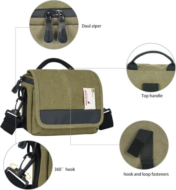 Besnfoto Camera Bag Small Mirrorless Camera Shoulder Bag Purse Waterproof Canvas Cute DSLR SLR Messenger Bag Case for Women and Men