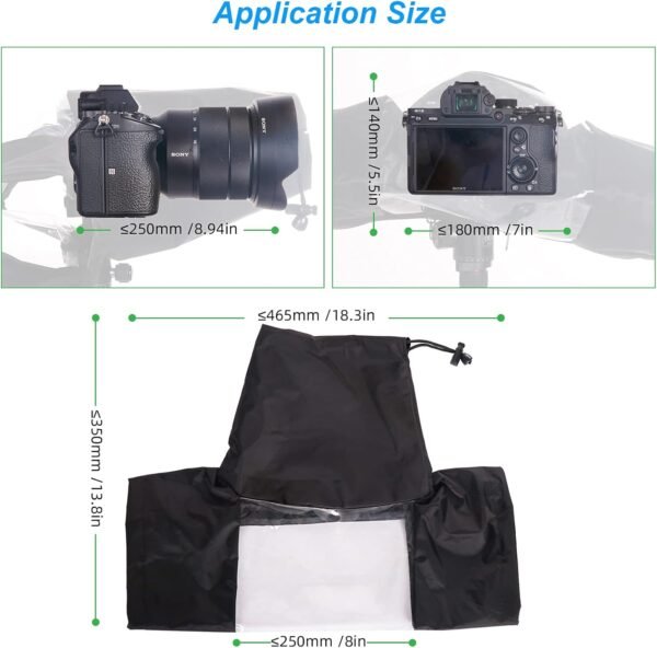 Camera Rain Cover, Professional Universal Waterproof Camera Protector Cover for Canon Nikon and Other SLR Cameras.