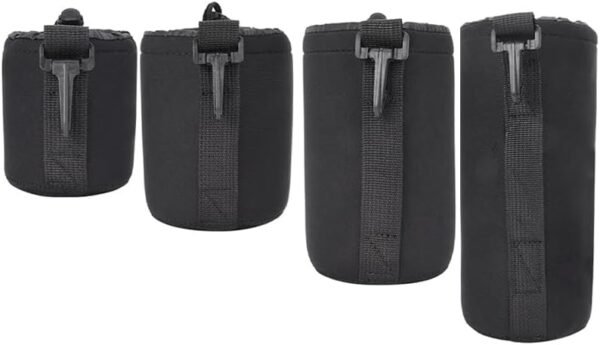 Thick Protective Pouch Set For DSLR Camera Lens, 4PCS Neoprene Small,Medium, Large,Extra Large Soft Plush Lens Bags Wrap Water Resistant Protector Case Black Inside With Deluxe Wrap Storage Bag