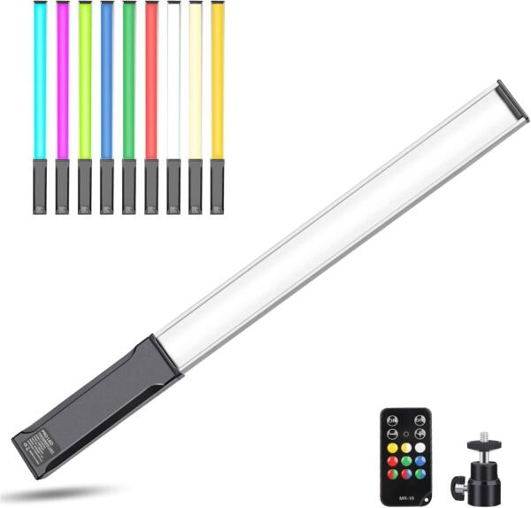 Hagibis RGB Handheld LED Video Light Wand Stick Photography Light 9 Colors,with Built-in Rechargable Battery and Remote Control,1000 Lumens Adjustable 3200K-5600K,Hot Shoe Adapter Included. (9 Colors)