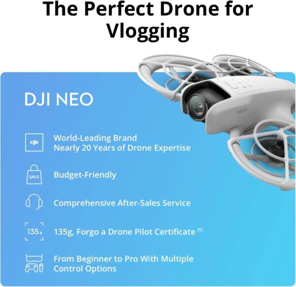 DJI Neo Fly More Combo, Mini Drone with Camera 4K Professional, 135g Self Flying Drone that Follows Me, Palm Takeoff, AI Subject Tracking, QuickShots, Stabilized Video, with RC-N3 and 3 Batteries