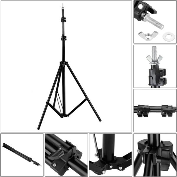 Bonnlo Adjustable Backdrop Stand Kit – 2x3m6.5×9.8ft) Support with Carry Bag and 3 Clamps – Background Support Kit for Photography Video Studio, Birthday or Parties