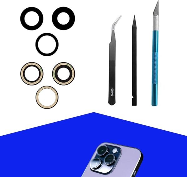 3pcs Sapphire 15 Pro Rear Camera Lens Replacement for iPhone 15 Pro Back Camera Lens Glass Replacement with Professional Toolkit,Waterproof and Scratch-Resistant