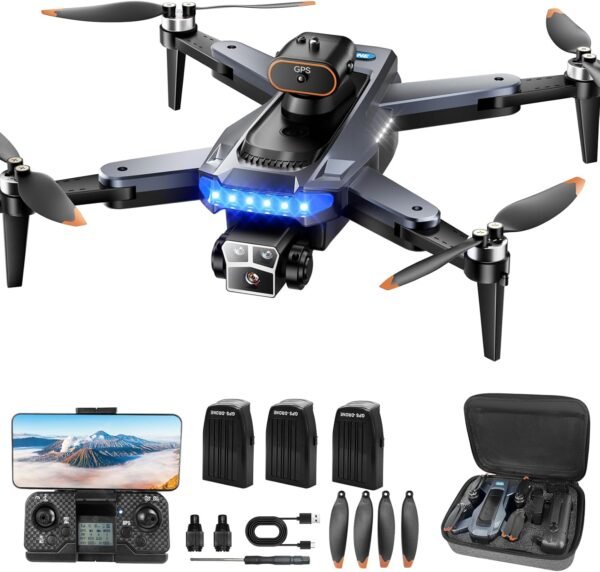 HYTOBP P17 GPS Drones with Camera 4k Professional for Adults Beginners, 5G WiFi Transmission, Brushless Motor, 4K Drone with Remote Control Quadcopter with 3 Cameras, Follow Me, Less than 249g