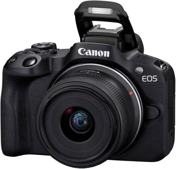 Canon EOS R50 + RF-S 18-45mm F4.5-6.3 IS STM Lens – Compact Mirrorless Digital Camera – 24.2 MP, UHD 4K Video, APS-C Sensor – 15 FPS Continuous Shooting – Vari-Angle Touchscreen – Bluetooth & Wi-Fi