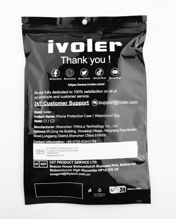 ivoler Waterproof Pouch Bag + Phone Case, Waterproof Case Dry Bag for Beach,Swim,Boating,Kayaking,Hiking,Protect Phone, Camera, Cash, Mp3, Passport, Document From Water, Sand, Snow, Dust – Black