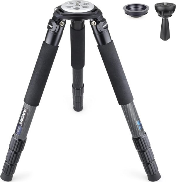 INNOREL RT90C Systematic Tripod 63in/160cm Professional Carbon Fiber Heavy Duty Camera Tripod Max Tube 40mm Max Load 88lb/40kg with 75mm Bowl Adapter Tripod Bag Spikes Ultra Stable(Tripod+BL75N)