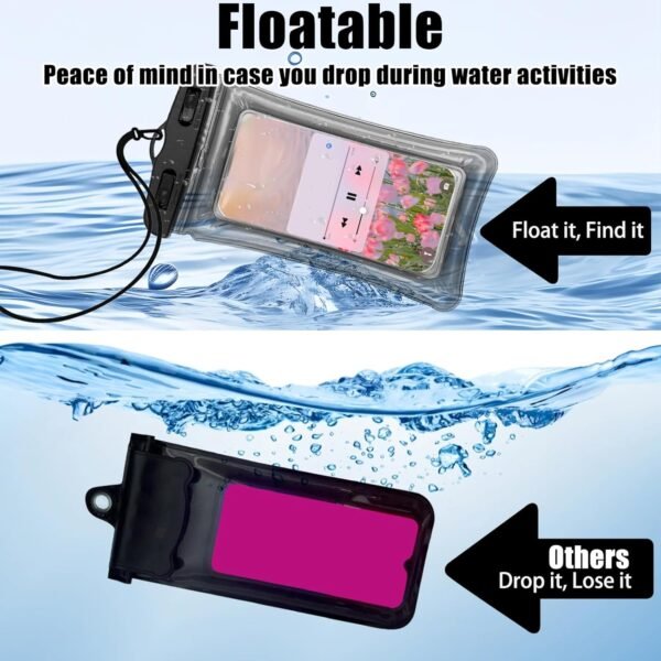 2Pcs Waterproof Pouch Bag and Phone Case,Small Waterproof Case swimming Reinforced Seal&Screen Touchable Dry Bag for Beach,Swim,Boating,Protect Phone, Camera, Cash, Passport From Water, Sand – BLCACK