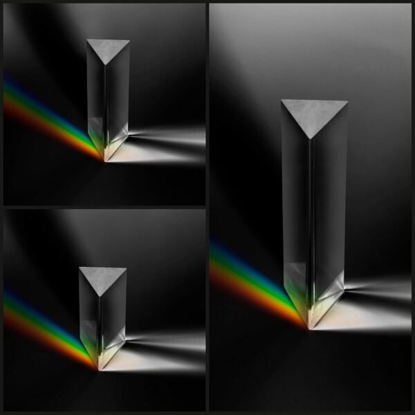 BELLE VOUS K9 Crystal Triangle Prisms (3 Pack) Photography Triangular Prisms Refractor with Velvet Pouch, Microfiber Cloth and Gift Box – Clear Lens for Light Spectrum Physics – Rainbow Effect Photo