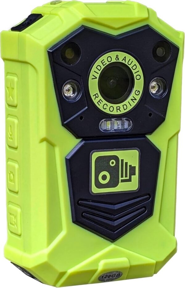 Brifield BR1 NEO Body Camera 128GB Ultra HD Wearable Body Camera Bodycam Bodyworn Professional Personal Protection, Doorman, Bouncer, SIA Neon Yellow Security Camera Official Klick Fast Accessories