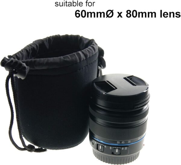 Ex-Pro Extra Small Soft Neoprene Drawstring Lens Protector Pouch Carry Case Bag to fit Lens Max. 60mm X 80mm for DSLR Camera Lenses