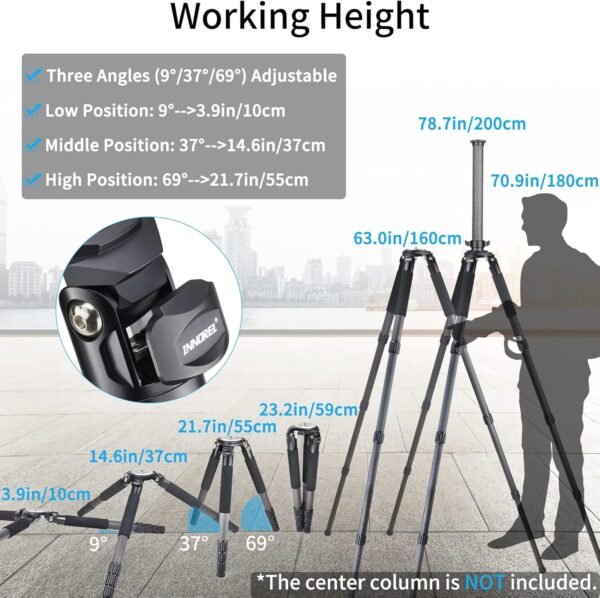 INNOREL RT90C Systematic Tripod 63in/160cm Professional Carbon Fiber Heavy Duty Camera Tripod Max Tube 40mm Max Load 88lb/40kg with 75mm Bowl Adapter Tripod Bag Spikes Ultra Stable(Tripod+BL75N)