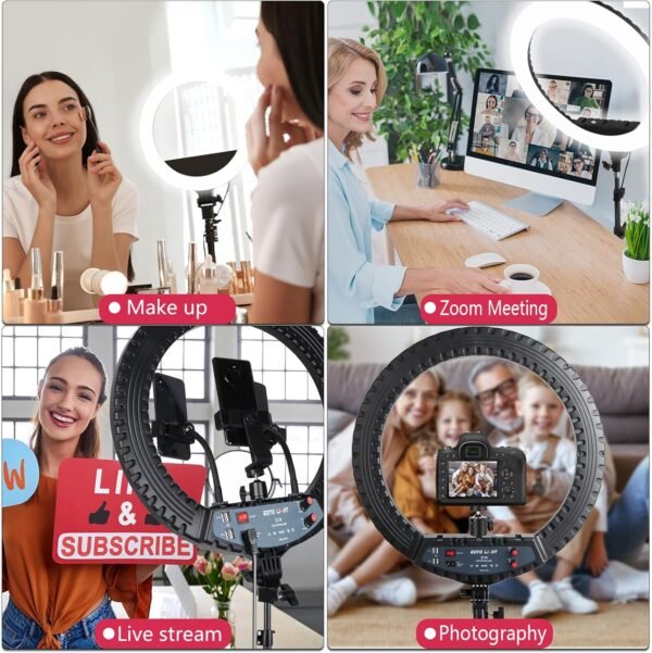 21 inch LED Ring Light with Tripod Stand, Video Ring Light for Photography Vlog Recording Conference Meeting Studio Portrait YouTube TikTok Makeup with Remote Control, CRI>97