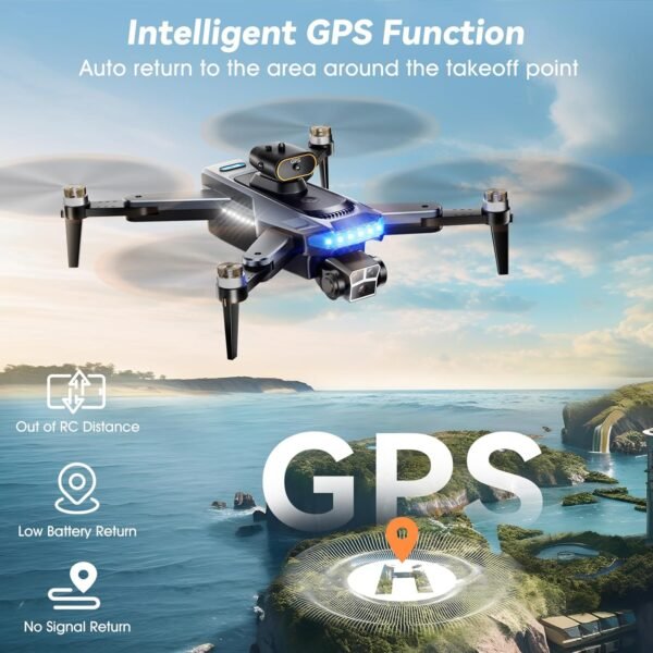 HYTOBP P17 GPS Drones with Camera 4k Professional for Adults Beginners, 5G WiFi Transmission, Brushless Motor, 4K Drone with Remote Control Quadcopter with 3 Cameras, Follow Me, Less than 249g