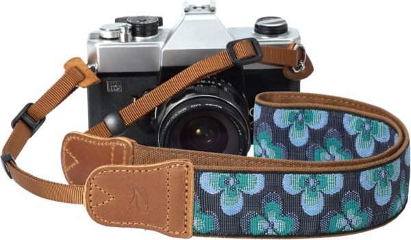 Camera Strap – 1.5″ Cowhide Head Shoulder Neck Strap ,Retro Jacquard Embroidery Multi-pattern camera straps for Cameras and Binoculars,Cute Adjustable Thin Strap for Adults & Kids(Plum Embroidery