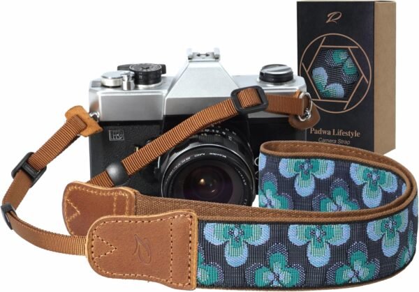 Camera Strap - 1.5" Cowhide Head Shoulder Neck Strap ,Retro Jacquard Embroidery Multi-pattern camera straps for Cameras and Binoculars,Cute Adjustable Thin Strap for Adults & Kids(Plum Embroidery